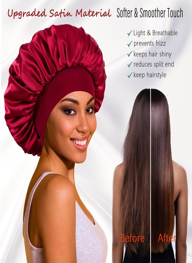 Roybens Silk Bonnet for Sleeping Women, Satin Hair Sleep Bonnets for Curly Hair Braids, Double Layer Large Sleep Cap with Soft Elastic Band - Image 5
